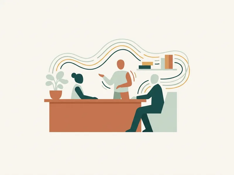 Bemiddelingsgesprek tussen werkgever en werknemer aan een bureau